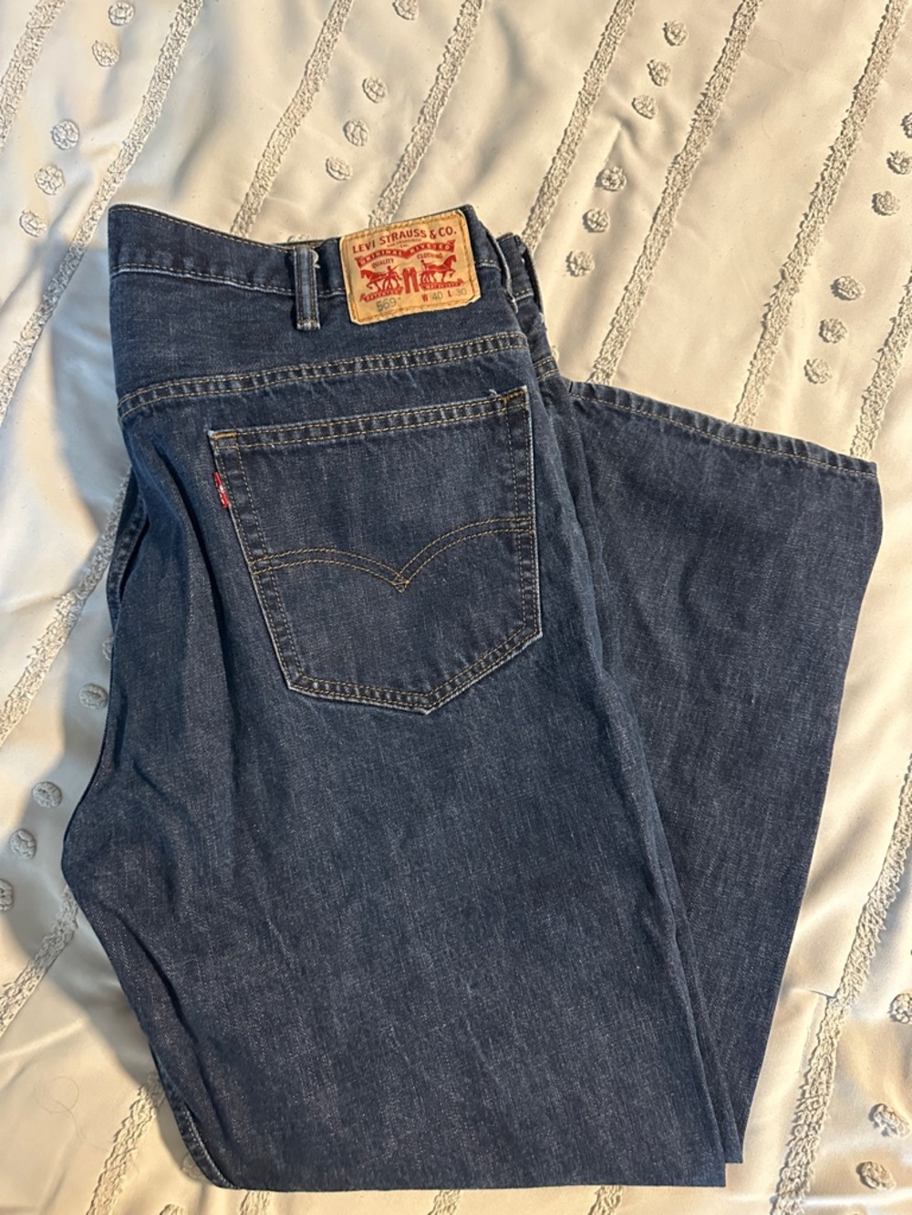 Levi's 569 Men's Straight Dark Wash Blue Denim Jeans 40 x 30